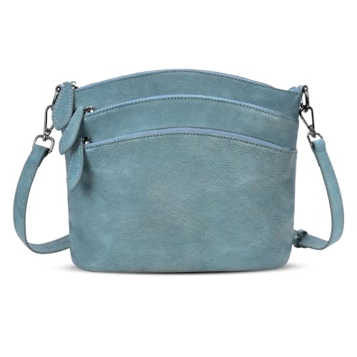 Image of HESHE Leather Crossbody Bags for Women Vintage Shoulder Handbag for Travel | Multi Pockets,Adjustable Straps,Retro Cross body Bag Designer Medium Handbag Ladies Casual Hobo Satchel Purse for Daily Use
