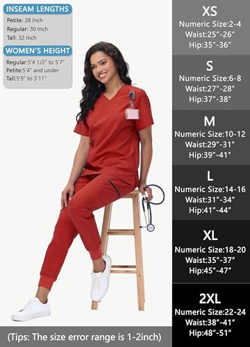 Image of MIVEI High Waisted Jogger Style Scrub Pants for Women - 8 Pockets Medical Bottoms Tapered Yoga Waistband Ribbed Ankle Cuffs