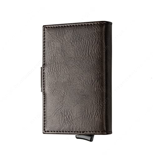 Smart Leather Wallet for Men, Aluminium Credit, Smart, Debit Card Holder for RFID Blocking, HASP, Quick Card Access, Pop Out Open Wallet, Multifunctional (Coffee)