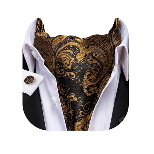 Image of Dubulle Paisley Floral Ascot for Men Self Tie Mens Cravat and Pocket Square Cufflinks Wedding