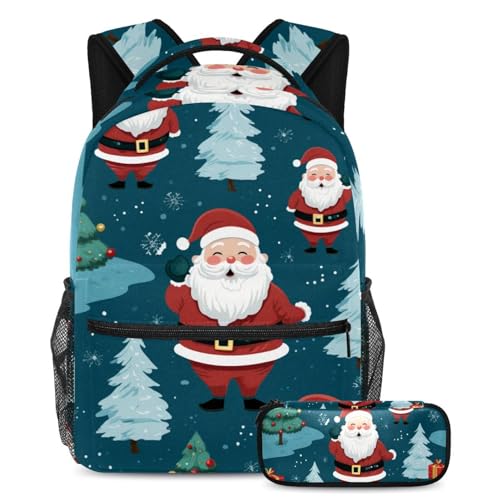 Sac à dos étudiant Multicolore #04 avec trousse de jour motif Père Noël