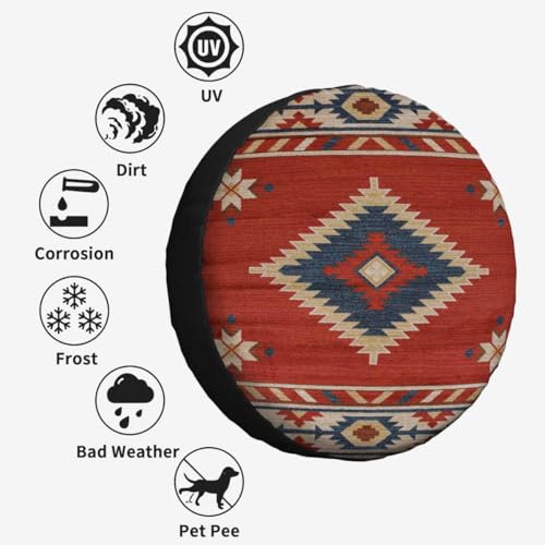Image of Southwestern Traditional Style Spare Tire Cover 15 inch Wheel Protectors Weatherproof Universal for Trailer Tire Cover Rv SUV Truck Camper Travel Trailer