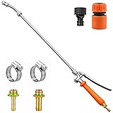 All Metal Replacement Sprayer Wand, 1/4' & 3/8' Brass Barb Sprayer Wand with Stainless Steel Shut off Valve & 2 Hose Clamps (29 Inches)