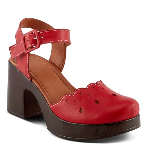 Spring Step NUTTLE Women's Leather Heels with Chic Cutouts and Platform Block Heel2