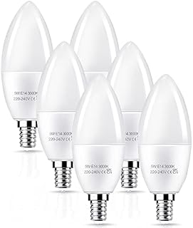 SES/E14 LED Candle Bulbs, 5W E14 Small Screw LED Candle Light Bulbs Warm White 3000K, Energy Saving E14 LED Light Bulbs Screw in, Not-Dimmable for Chandeliers, Wall Lamps, Ceiling Fixtures, 6Pack