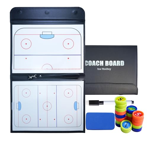 Joyeee Tabla de hockey sobre hielo, pizarra blanca táctica de alta calidad con marcador de borrado en seco de pista completa y media, borrado en seco, rotulador, herramienta de equipo de entrenador de