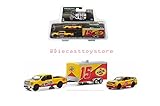 NEW DIECAST TOYS CAR GREENLIGHT 1:64 RACING HITCH & TOW SERIES 1 - 2015 FORD F-150 & 2012 SHELBY GT500 WITH ENCLOSED TRAILER - PENNZOIL (YELLOW/RED) 31050-C