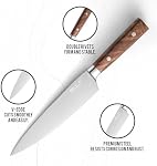 BF BILL.F Since 1983 5-Piece Knife Set with Black Walnut Handles & Angled Base | Ultra Sharp Stainless Steel Kitchen Knives for Professional Chef & Home Cooking | Ergonomic Design Cutlery Set