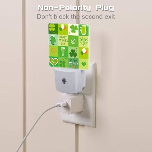 Image of Happy St. Patrick's Day Night Light for Kids,Clover and Green Beer Night Light Plug in with Dusk to Dawn Sensor, 0.5w Energy Saving Sleep Friendly Nightlight for Hallway Stairway Kitchen Bedroom