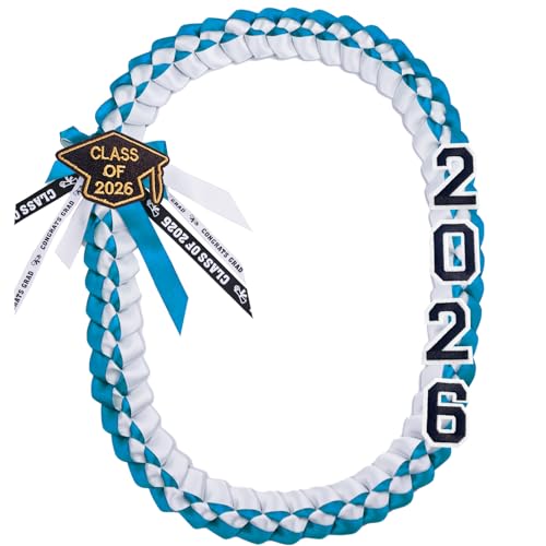 FOMOMDI Class of 2026 Graduation Ribbon Leis Honor Braided Necklace for College Graduates Commencement Ceremony Grad Party Supplies (Dressblue 2026)