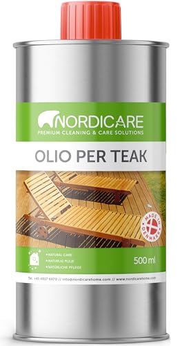 Nordicare Olio per legno da esterno [500ml] per legno di larice, quercia, teak o acacia I Olio per legno da esterno per la protezione del legno I Olio per la protezione del legno da esterno
