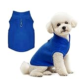 Rbenxia 1 Piece Dog Sweater with Leash Ring Soft Fleece Vest Dog Pullover Warm Jacket Pet Dogs Clothes Winter Dogs Outfits for Small Cat Pets (Blue, Small)