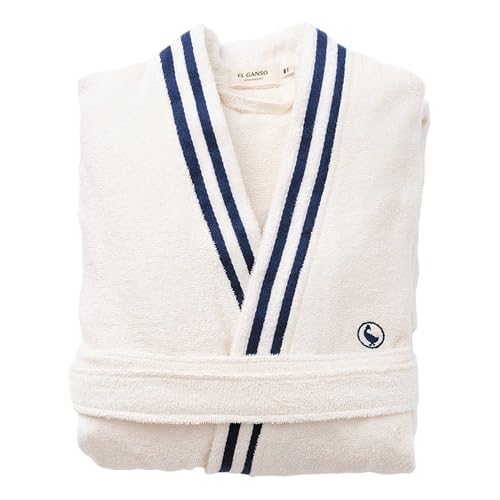 Albornoz color crudo L/XL 320GSM 100% Algodón liso con logo bordado El Ganso