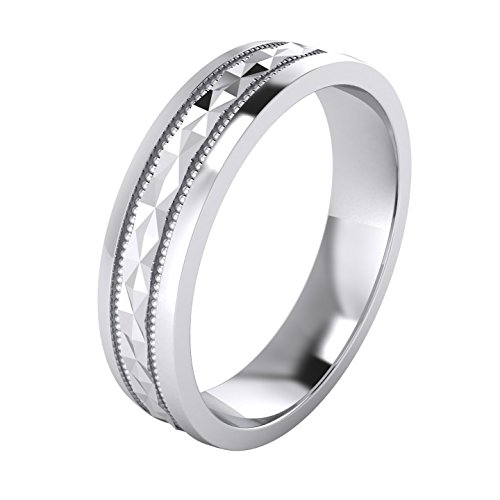 LANDA JEWEL 5 Styles Heavy Solid Sterling Silver Wedding Band Diamond Cut Patterned Ring Comfort Fit Unisex product thumbnail 12