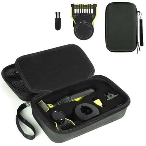 Estojo de viagem protetor e pente guia ajustável para Philips Norelco OneBlade QP2520/2530/2620/2630 – Organizador rígido durável para uso doméstico ou em viagens (CASE&COMB)
