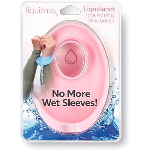 LiquiBands Face Washing Wristbands - Drip Catching Wrist Cuffs (Pink, S/M)