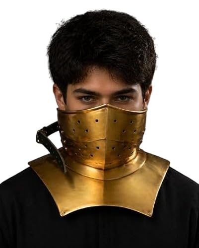 Medieval Brass Gorget Armor Neck Guard Steel Bevor for Knight LARP Cosplay Renaissance Faire Reenactment Costume Adult Wearable Armor