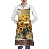 Hgvcse Delantal unisex con diseño de girasol, para hombre y mujer, para cocina, cocina, barbacoa, bolsillo, regalo para madre o papá, Blanco, talla única