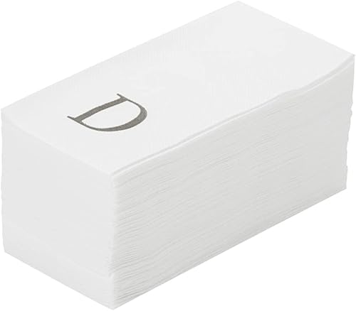 Miniatura 241 de Luxenap - Toallas de invitados de 15.8 x 7.9 pulgadas, 50 toallas de mano con letras plateadas, letra "P", fuente Sans Serif, servilletas de papel