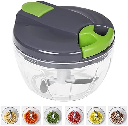 Ros097meri 520ml Manual Food Chopper Hand Pull String Vegetable Cutter Onions Garlic Chopper Portable Food Mincer for Garlic Ginger Fruits Herbs Nuts Durable Kitchen Food Processor