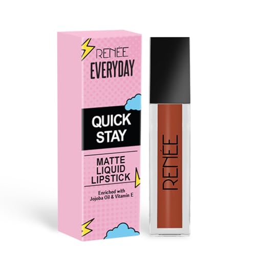 Image of RENEE Everyday Quick Stay Liquid Lipstick - Toffee Temptation, Velvety Matte Finish, Long-Lasting & Lightweight, Hydrating & Non-Drying Formula, Ultra-Rich Pigment, Jojoba Oil & Vitamin E Infused