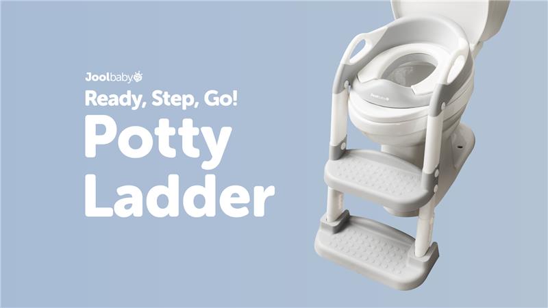 Jool Baby Potty Training Seat with 2 Step Ladder for Toddlers - Splash Guard, Adjustable Height (Gray)