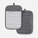 KitchenAid Albany Pot Holder 2-Pack Set, Charcoal Grey, 7'x10'