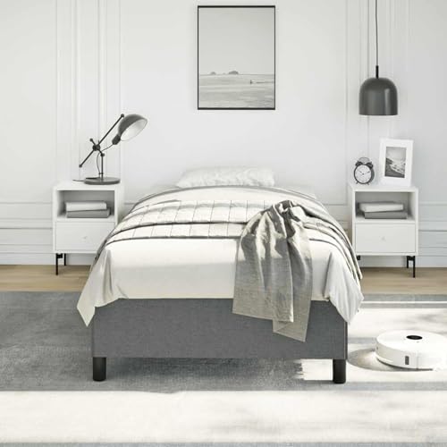 Tidyard Twin XL Bed Frame, Modern Dark Gray Upholstered Platform