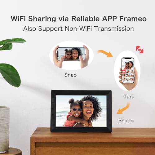 Digital Picture Frame, Frameo WiFi 10.1 Inch 1280*800IPS HD Touch Screen Digital Photo Frame, 16GB Memory, Auto-Rotate, Share Picture Video, Birthday Gifts for Women, Gifts for Mom, Dad, Wedding Gifts