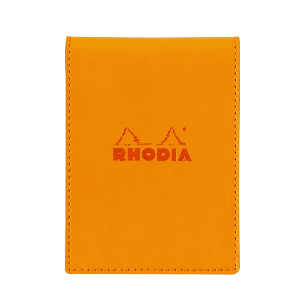 Rhodia cf13pucvbk PU Leather Notepad with Cover No.13 (A6) Black (Block Rodia No.13 Orange Insert/80 Sheets/0.2 inch (5 mm) Squared)