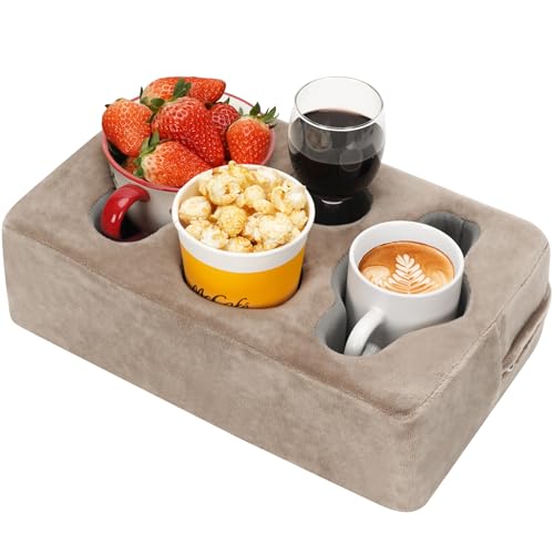 Couch Cup Holder Pillow,Couch Drink Holder,Rectangle Couch Caddy for Coffee Cup,Phone,Remote,Couch Cup Holder Tray for Bed,Car,Sofa,Table