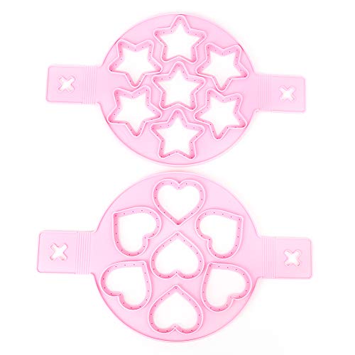 Silicone Egg Pancake rings DIY Maker Non Stick moldes 2Pcs for Pancake Machine Egg Poachers Heart Shape for Breakfast Kitchen