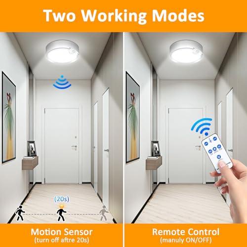 Yurnero Battery Operated Lights Ceiling Light With 400Lm Dimmable 3000K/6000K-Battery Powered Ceiling Light For Shower Closets Corridor Laundry Stairs Garage Porch Bathroom thumb #3