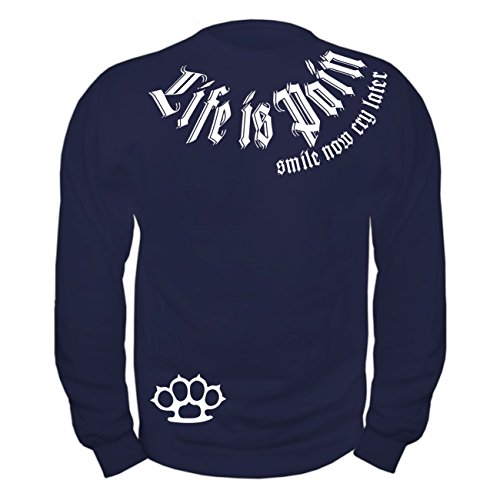 No Fight No Glory Herren Sweatshirt Smile Now Cry Later Weiß (mit Rückendruck) Cover