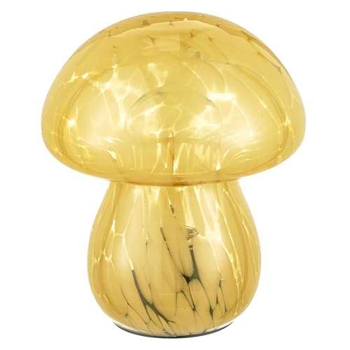 Baroni Home Lampe de Table en Verre Jaune, Moderne, 13x13x16 cm, Champignon