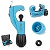 DURATECH 3-Piece Pipe Cutter Set, Tubing Cutter with Derubbing Tool, Mini Tube Cutter and Tube Reamer, Cutting Capacity 1/8″ to 1-1/8″, Perfect for Copper, Aluminum, Brass, and PVC Tube