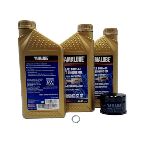Yamaha Yamalube Kodiak 700 (2016-2018) High Performance Oil (3 Quarts) and Filter Change Kit, #5DM-13440-00-00 and #LUB-10W40-FS-12