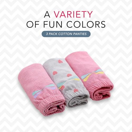 Valair Kids' Cotton Underwear Panties 3-Pack - Soft, Full-Cut Briefs for Little and Teen Girls3