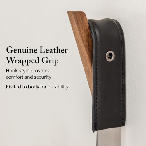 FootFitter Premium Long Stainless Steel Shoe Horn, 1.8mm Extra Thick, Leather Grip Handle for Easy Shoe Entry & Durability3