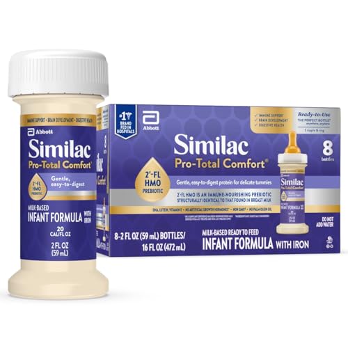 Similac Pro-Total Comfort Infant Formula With Iron, Gentle, Easy-to-Digest Formula, Has 2'-FL HMO for Immune Support, Non-GMO, Ready-to-Feed Baby Formula, 2-fl-oz Bottle, Pack of 8