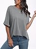 Cuptacc Womens T Shirts Round Neck Short Sleeve T-Shirt Oversized Summer Tops Loose Casual T Shirt Plus Size T Shirts for Women Gray L 16-18 #5