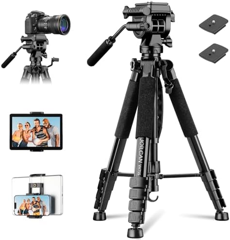 JOILCAN 190 cm Heavy Duty Aluminium Tripod with Camera, Mobile an...