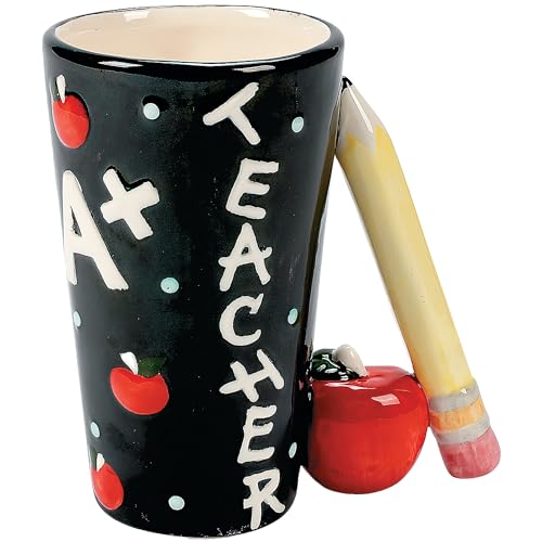 Taza para maestro con mango de lápiz de cerámica miniatura 1