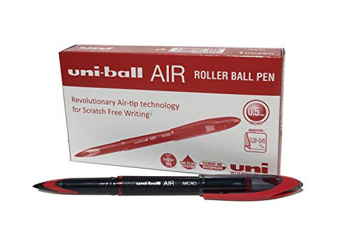 Stylo encre permanente rouge Uniball UB-188-Micro roller pointe fine lot de 12 pièces