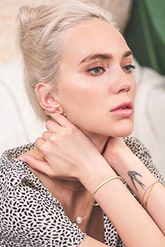 Pernnla Pearl TCB-1 Thin Cuff Bangle Hook Bracelet 18K Gold Personalized Open Clasp Oval Inspiration Bangle Bracelet thumb #1