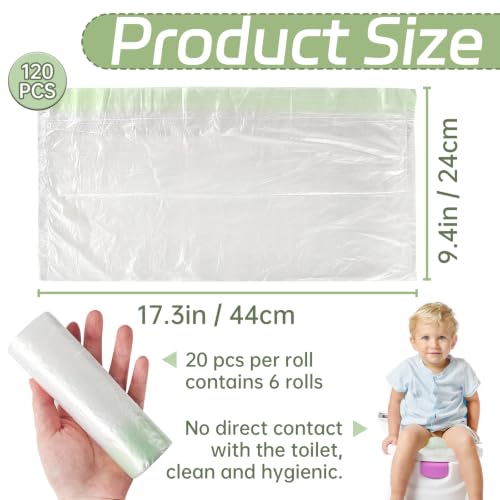 Image of 120 Pack Portable Potty Chair Liners with Drawstring,Training Toilet Seat Potty Bags,Disposable Potty Liners Bags for Kids Toddler Pet Outdoors