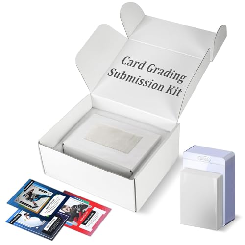 DEDC Card Grading Submission Kit Card Grading Shipping Mailing Box for PSA CGC SGC Trading Card 25 Semi Rigid Card Holders 50 Card Sleeves 1 Shipping Label + 1 Wiping Cloth (1-Set- Universal)