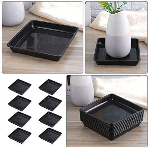 Yardwe 8Pcs Plastic Square Plant Saucer, 12CM Flower Pot Tray Bonsai Tray Durable Square Planter Saucer for Indoor Garden Balcony Use - Image 2