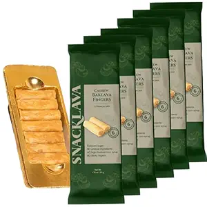 Snacklava Cashew Baklava Fingers - 6 Pack (72 Pieces) - No Artificial Ingredients, Colors or Preservatives - Premium Handmade Pastries