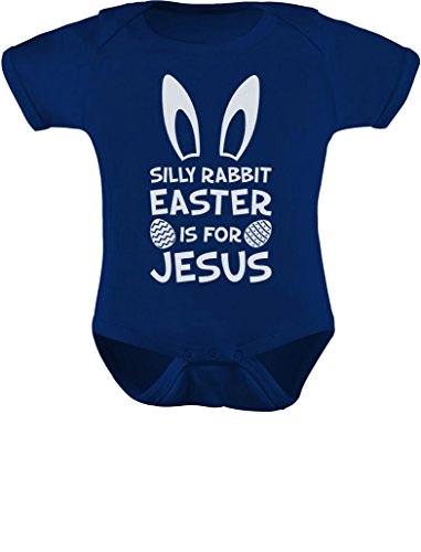 Tstars Bunny Face Easter Outfit Baby Boy Girl Silly Rabbit Infant Bodysuit 12M (6-12M) Navy
